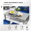 Outsunny 5 Pieces Rattan Garden Furniture Set, 6 Seater Wicker Dining Set, Corner Garden Sofa Outdoor Furniture Set with Glass Top Table, Footstool and Cushions for Patio, Dark Blue