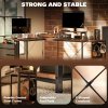 HOMCOM 168cm Reversible L Shaped Desk, Industrial Corner Computer Desk with Adjustable Shelf and Storage Bag, 240cm 2 Person Desk with Monitor Stand, Rustic Brown