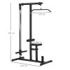 HOMCOM Lat Pull Down Machine with Extra Pulley for Seated Rows, Cable Pulley System with Adjustable Seat for Home Gym