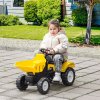 HOMCOM Ride on Tractor for Kids, No Power Pedal Go Kart Ride on Toy with Manual Control Bucket, Forward, Backword, for Aged 3-6 Years Old, Yellow