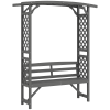Outsunny Garden Bench, Arch Pergola with Natural Wooden Garden Arbour with Seat for Vines/Climbing Plants for Outdoor Space, Grey