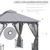 Outsunny 3 x 3m Garden Gazebo Patio Party Tent Shelter Outdoor Canopy Double Tier Sun Shade with Metal Frame and Netting, Light Grey