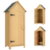 Outsunny Small Shed, Wooden Garden Storage Shed with 3 Shelves, Outdoor Tool Storage Cabinet with Tilt Roof and Lockable Door, 77.5 x 54.2 x 179.5 cm, Natural