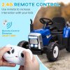 HOMCOM Electric Ride on Tractor 12V Kids Electric Car with Detachable Trailer Remote Control, Music, Horn, Lights, Start-Up Sound, for Ages 3-6 Years - Blue