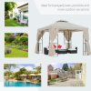 Outsunny 3 x 3 m Garden Gazebo Double Roof Marquee Patio Wedding Party Tent Canopy Shelter with Sidewalls (Beige)
