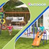 Outsunny 4 in 1 Garden Swing Set, Metal Kids Swing Set w/ Double Swings, Glider, Slide, Ladder, for Outdoor Play - Multicoloured
