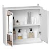 HOMCOM Bathroom Mirror Cabinet Wall Mounted Storage Shelf Bathroom Cupboard Double Door