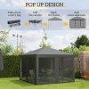 Outsunny 3 x 3m Pop Up Gazebo, 420D Garden Tent Canopy with Removable Mesh Sidewall Netting, Carry Bag for Garden Patio Outdoor, Light Grey