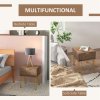 HOMCOM Bedside Table with Drawer, Wooden Nightstand, Modern Sofa Side Table with Gold Tone Metal Legs and Handles for Living Room, Bedroom, Easy Assembly, 40x41x 49cm, Brown