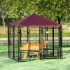 PawHut Outdoor Dog Kennel with Rotating Bowl Holders, Dog Run with Water and UV-Resistant Cover for Medium & Small Dogs, Red
