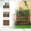 Outsunny Garden Planters with Trellis for Climbing Vines, Wooden Raised Beds for Garden, Free Standing Flower Pot, Indoor Outdoor Display Rack, 64 x 28 x 75 cm, Brown