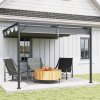 Outsunny 3 x 3(m) Outdoor Lean To Pergola Retractable Canopy Wall Mounted Gazebo Patio Shelter Sun Shade, Grey