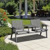 Outsunny 2-Seater Wooden Garden Bench, Antique Loveseat Chair with Table & Parasol Hole, Outdoor Bench for Porch, Patio, Grey