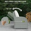 Outsunny Rattan Garden Furniture 7 Seater Sofa & Coffee Table Footstool Set Outdoor Patio Wicker Weave Reclining Chair Space-saving - Light Grey