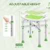 HOMCOM Shower Chair for the Elderly and Disabled, Adjustable Padded Shower Stool with Built-in Handle and Non-slip Suction Foot Pads, Green