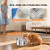 PawHut Cat Water Fountain for Drinking, 2.5L Cat Fountain Stainless Steel Automatic with Ultra-Silent Pump, Water-Level Window, Filters
