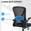 Vinsetto Ergonomic Mesh Office Chair with 90° Flip-up Armrests and Lumbar Support, Height Adjustable Computer Chair with Swivel Wheels, Black