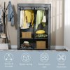 HOMCOM Fabric Wardrobe, Portable Fabric Cabinet, Foldable Coat Rack with 4 Shelves, 2 Hanging Rails, 118 x 49 x 170 cm, Light Grey