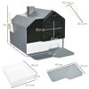 PawHut Hooded Cat Litter Tray with Scoop, Cat Litter Box with Drawer Pan, Handle, Deodorants, Hut Design, Front Entrance, 47 x 45 x 42cm - Grey