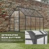 Outsunny 6 x 8ft Polycarbonate Greenhouse, Large Walk-In Greenhouse with Adjustable Roof Vent, Garden Green House with Galvanised Base, Sliding Door and Rain Gutter, Dark Grey