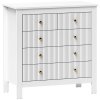 HOMCOM Bedroom Chest of Drawers, Fluted 5 Drawer Dresser with Gold Tone Handles for Living Room, Hallway, Entryway, 79 x 39.5 x 81cm, White