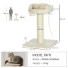 PawHut 83cm Cat Tree, Cat Tower for Indoor Cats w/ Sisal scratching posts, Enlarged Kitten Bed, Ball & String Toy - Cream