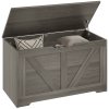 HOMCOM 100L Storage Chest, Storage Trunk with 2 Safety Hinges and U-shaped Cut-out Pull, Organiser Box for Living Room, Entryway, 80 x 40 x 45 cm, Charcoal Grey