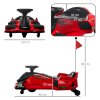 HOMCOM 12V Electric Go Kart for Kids, Battery Powered Ride on Drift Car with Music, Colourful LED Lights, Slow-Start, for Ages 8-12 Years, Red