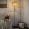 HOMCOM Farmhouse Wicker Floor Lamp, Standing Lamp with Hand Woven Rattan Lampshade, Lamps for Living Room, Bedroom, Bulb not Included, Natural