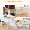 HOMCOM Solid Wood Folding Dining Table, Drop Leaf Table for 2-4 People, Rectangle Kitchen Table for Small Space, White
