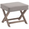 HOMCOM Vintage Footstool Padded Seat X Leg Chair Velvet Cover Shabby Chic Footrest Solid Rubber Wood Frame 49.5 x 45 x 41 cm Grey