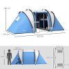 Outsunny 4-5 Man Camping Tent with 2 Bedrooms, Living Area and Awning, 3000mm Waterproof Large Family Tent, Portable with Bag, for Fishing Hiking Festival, Blue