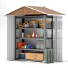 Outsunny 6.5 x 3.5ft Metal Garden Shed, Outdoor Storage Shed for Tool Organization with Double Sliding Doors and 4 Vents for Garden, Patio, Brown Wood Effect