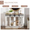 PawHut Dog Crate Furniture for Large Dog, Double Dog Cage for Small Dogs with Divider, Sliding Doors - White