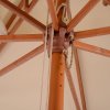 Outsunny 3 x 3 (m) Garden Parasol Umbrella, Large Square Outdoor Patio Sunshade Canopy with Double Tier, 48 mm Wooden Pole, 8 Ribs for Balcony, Beige