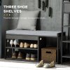 HOMCOM Shoe Bench, Modern Shoe Storage Bench with Cushion and Shelves, Shoe Rack Bench for Entryway, Hallway, Grey