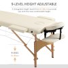 HOMCOM Portable Massage Bed, Folding Spa Beauty Massage Table with 2 Sections, Carry Bag and Wooden Frame, Cream White