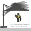 Outsunny 2.7 x 2.7(m) Cantilever Parasol with Aluminium Frame, Crank and Tilt, 360-Degree Rotation, Double Top Garden Umbrella with Base and Cover, Dark Grey