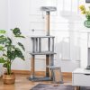 PawHut Cat Tree Tower for Indoor Cats 142cm Climbing Kitten Activity Center with Jute Scratching Post  Board Perch Roomy Condo Removable Felt Hanging Toy, Grey