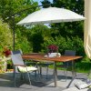 Outsunny 3(m) Cantilever Shanghai Parasol Garden Hanging Banana Sun Umbrella with Crank Handle, 18 Sturdy Ribs and Cross Base, White