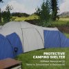 Outsunny 6-9 Man Large Tunnel Tent with 3 Bedroom, Living Area and Porch, 2000mm Waterproof Camping Tent, Portable with Bag, for Fishing Hiking Festival, Blue