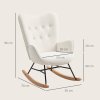 HOMCOM Rocking Chair, Modern Upholstered Velvet Armchair with Solid Wood Legs and Metal Frame for Living Room, Bedroom, Cream