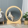 PawHut Cat Treadmill, Cat Exercise Wheel, 30 inch Kitten Running Wheel with Brake, Carpeted Runway for Exercise - Natural Wood Finish