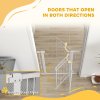 PawHut Dog Stair Gate 96cm Extra Tall Height, 76-104cm Adjustable Width Pressure Fit Safety Gate with Cat Door, 7cm and 14cm Extensions for Stairs, Doorways, Easy Installation, White