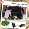 PawHut Dog Stroller with Rain Cover, Foldable Dog Pram, 4 Wheels Pet Pushchair with Safety Leashes, for Small, Miniature Dogs, Cats - Green