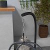 Outsunny Outdoor PE Rattan Swing Chair with Cushion, Foldable Basket Patio Hanging Chair with Metal Stand, 360 degree Rotation Spring Hook, Basket Height Adjust with Metal Chain, Grey