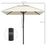 Outsunny 2M Garden Parasol Umbrella with Vent, Sun Shade Canopy with 4 Ribs, Piping Side, Umbrella for Garden Table, Balcony and Outdoor, Beige