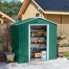 Outsunny 6.5ft x 3.5ft Garden Storage Shed, Large Metal Shed for Outdoor Storage with Double Sliding Doors and 4 Vents, Green