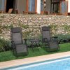 Outsunny Folding Zero Gravity Chairs, 3 Pieces Adjustable Sun Lounger and Table Set with Cup Holder and Headrest, Patio Bistro Set with Reclining Garden Chairs for Outdoor, Dark Grey