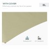 Outsunny 3(m) Cantilever Parasol with Solar LED and Easy Lever, Garden Parasol Umbrella with Cross Base and Waterproof Cover, Outdoor Sun Shades, Beige